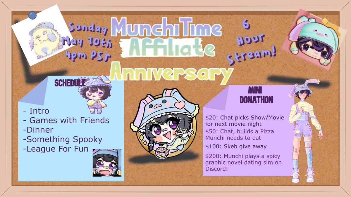 MunchiTime_'s tweet photo. It's my affiliate anniversary tomorrow! I'll be playing games with friends and debuting my new Bunny outfit!! #vtuber https://t.co/y18SArhT8V