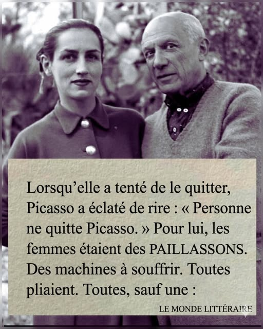 KateriSeraphina's tweet photo. Quand elle tenta de le quitter, Picasso la regarda et éclata de rire : « Personne ne quitte Picasso. »
Pour lui, les femmes étaient des paillassons. Toutes finissaient brisées. Toutes… sauf une : Françoise Gilot.
Elle était née en 1921, dans une maison où la volonté n’était pas encouragée, mais corrigée. Son père voulait qu’elle devienne avocate. Elle étudia donc le droit, mais dès qu’elle le pouvait, elle dessinait. Et c’est ainsi qu’elle rencontra Pablo Picasso.
Ils tombèrent amoureux. Mais très vite, l’amour se transforma en CONTRÔLE. Picasso n’aimait pas : il dominait, humiliant sans cesse. Il la qualifiait de « femme qui voit trop ».
Et c’est précisément pour cela qu’elle vit ce que les autres n’avaient jamais osé voir : le PIÈGE.
Un soir, après une nouvelle nuit faite de manipulations et de silences utilisés comme des armes, elle le regarda et lui dit :
« Je pars. »
Picasso éclata de rire. Un rire glacé.
Il lui dit que sans lui, elle ne serait personne. Que le monde lui fermerait toutes les portes au visage.
Et il avait raison. Son influence était immense ; le nom de Picasso pesait lourd.
Pendant un instant, elle vacilla elle aussi.
Puis elle comprit qu’un amour n’est plus de l’amour lorsqu’il devient une CAGE.
Alors elle fit ce qu’aucune autre n’avait jamais fait avant elle. Elle partit.
Les menaces de Picasso se réalisèrent. Les portes se fermèrent. Les expositions furent annulées. Les amis firent semblant de ne plus la connaître.
C’était la punition pour avoir brisé une loi tacite : on ne quitte pas un génie.
Mais Françoise ne céda pas.
Elle travailla. Elle peignit. Elle écrivit.
Un livre qui n’était pas seulement un livre, mais un cri, une confession de fer.
Quand parut Vivre avec Picasso, le mythe vacilla.
Parce qu’une femme qui renaît de la douleur et s’autodétermine FAIT PEUR.
Les années passèrent, et Françoise retomba amoureuse. Elle continua de peindre.
Avec le temps, le pouvoir de Picasso s’éteignit. Les œuvres de Françoise Gilot entrèrent dans les musées. Non pas comme une simple annexe. Mais comme une œuvre autonome.
Picasso mourut seul, entouré de ses tableaux.
Françoise s’éteignit entourée de ses enfants et de ses petits-enfants.
Quand on lui demanda où elle avait trouvé le courage de partir, elle répondit :
« Parce que la liberté est le seul amour qui mérite qu’on s’y accroche. »
Picasso tenta de la peindre d’innombrables fois.
Mais Françoise Gilot a accompli quelque chose de plus rare encore.
Elle a peint sa propre vie.
Et elle a montré au monde que le plus grand acte de création… c’est de refuser d’être détruite.