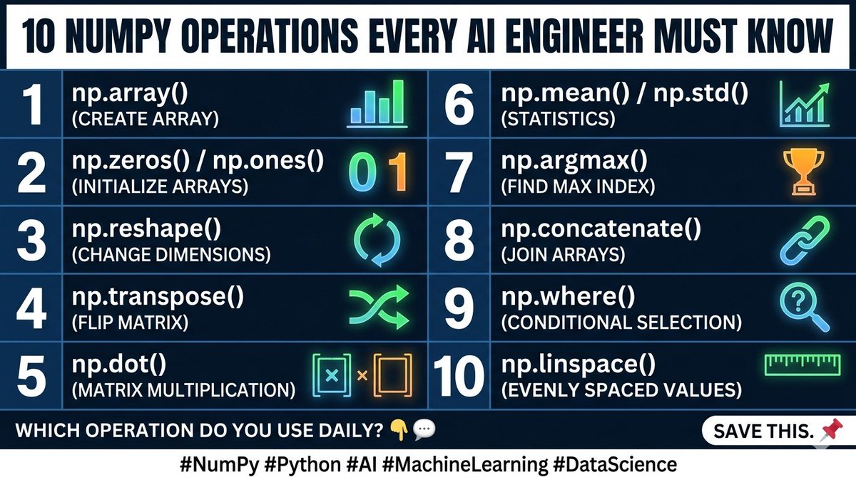 10 numpy operations every ai student must know:)