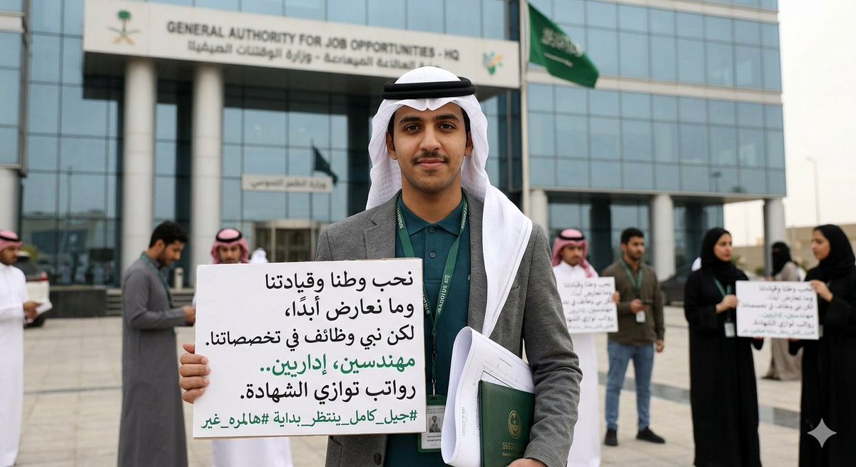 wafa139545's tweet photo. "بشهاداة  شبابنا وعملهم، شبابنا عيال الوطن وسنده. نحب جباله وسهوله ولا نرضى بغيرهم بديل، وطموحهم اليوم هو أن يردوا الجميل من خلال تخصصاتهم   في وظائف تليق بمستوى التعليم اللي تعبوا فيه. يدنا بيدك يا وطن لبناء مستقبل مشرق رواتبه توازي الشهادة #السعودي_أحق_بالوظيفة https://t.co/8V3ZCGP9Eq