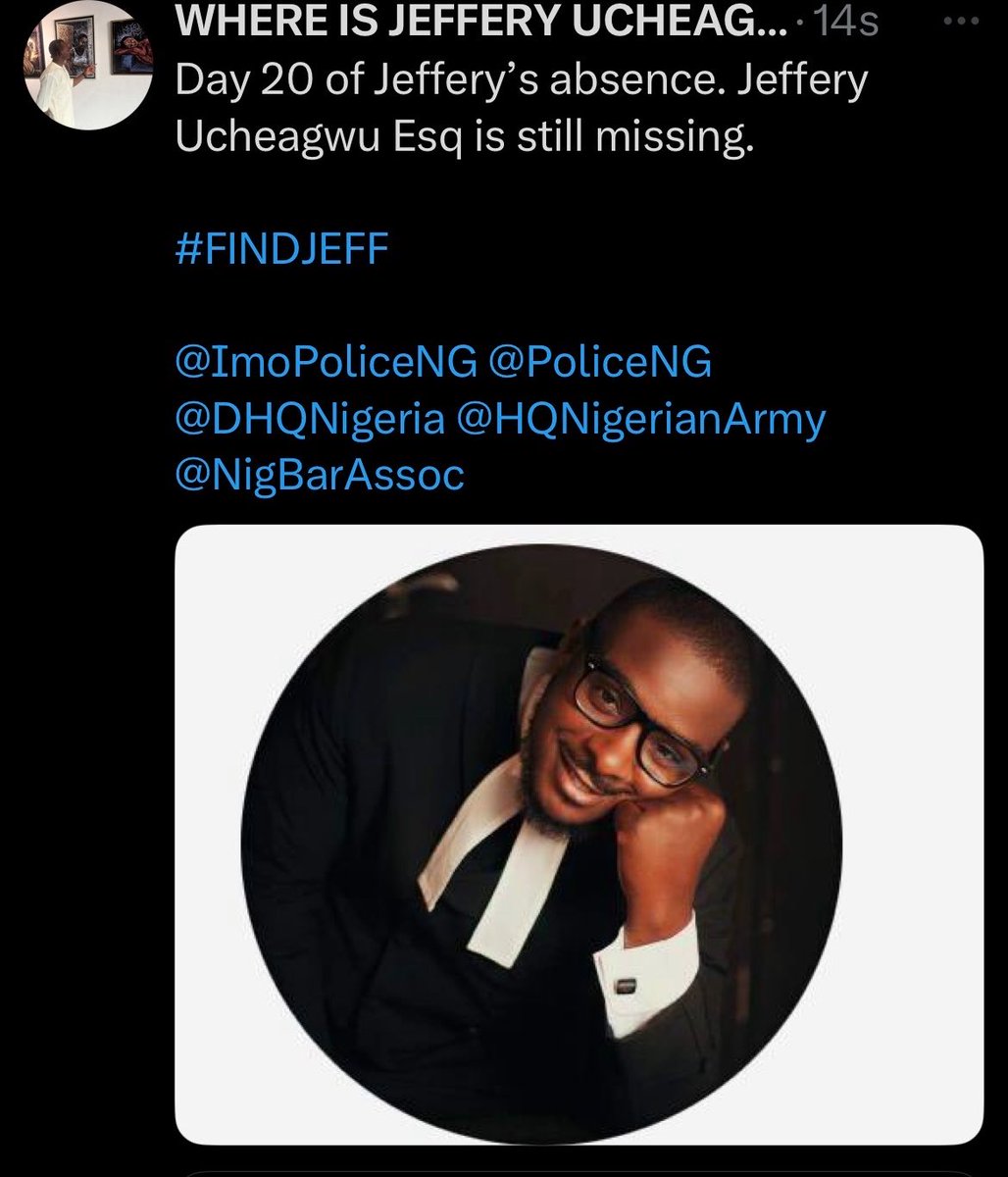 Hopefully there would be a statement about Jeffery Ucheagwu Esq.