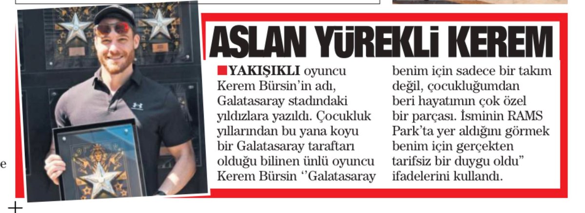 thebursinguncel's tweet photo. BASINDA BUGÜN || Kerem Bürsin

Aslan Yürekli Kerem 

Yakışıklı oyuncu Kerem Bürsin'in adı Galatasaray stadındaki yıldızlara yazıldı. 

#KeremBürsin #Galatasaray https://t.co/55kmv5xl3d