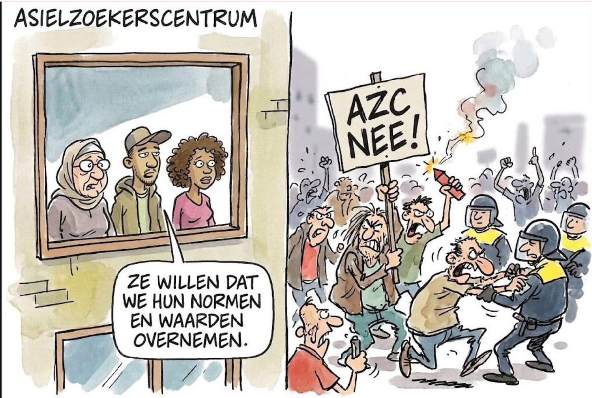 Sterke tekening. Helemaal zoals het is. Ze komen ons beschaving bij brengen 🙄