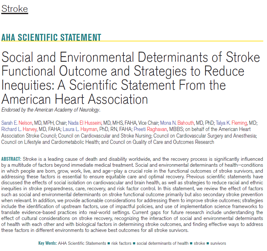 AHAScience's tweet photo. Sustained improvements in stroke recovery and secondary prevention depend on organizational capacity, equitable implementation based on need, and supportive community and policy infrastructure. Without these broader supports, patient-level interventions are unlikely to be effective or lasting

 ✍🏼 @senelson13 @MonaBahouth @hayman_ll