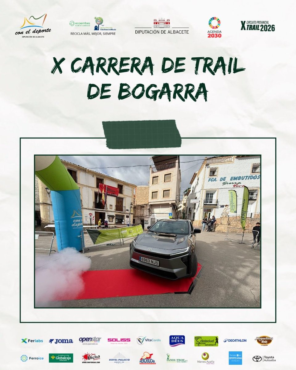 DipualbaDeporte's tweet photo. 🚗 #Trail | Toyota BZ4X 100% eléctrico, presente hoy en la X Carrera de Trail de #Bogarra. Modelo disponible en Toyota @Autoalba
#CarrerasPopulares #atletaspopulares #Albacete #Atletismo #atletapopular #CarreraPopular https://t.co/ulkKzi70Vt
