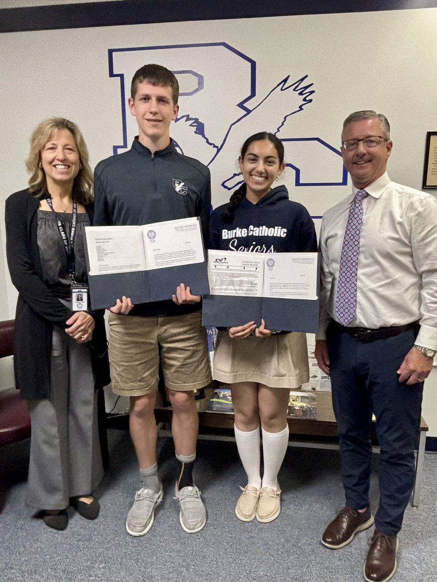 BCHSPresident's tweet photo. Burke Catholic is proud to announce Helen Mathew as the 2026 Burke Catholic Valedictorian, and Stephen Kelly as the 2026 Burke Catholic Salutatorian! Congratulations! Non Vox Sed Votum! https://t.co/GosL9FmqVX