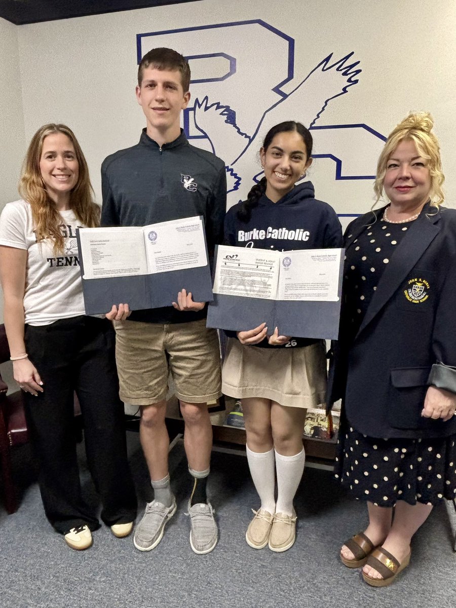 BCHSPresident's tweet photo. Burke Catholic is proud to announce Helen Mathew as the 2026 Burke Catholic Valedictorian, and Stephen Kelly as the 2026 Burke Catholic Salutatorian! Congratulations! Non Vox Sed Votum! https://t.co/GosL9FmqVX