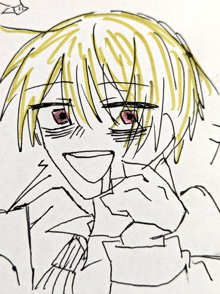 kocha144's tweet photo. #落ヨーグルト 
＃アナログイラスト

完全妄想過労4寸前パキラ様です…
マッド＋ノンデリな最低男なのに推してしまいます…
パキラ様が遊軍メンバー様たちに嫌われてるところ、いや！遊軍メンバー様たちが会話してるのを見るのが私の夢です！！ https://t.co/afmZYWPOxI
