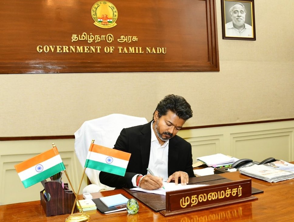 Jahith05239441's tweet photo. Our very own Honorable chief minister of Tamil Nadu @TVKVijayHQ @CMOTamilnadu @actorvijay ♥️ https://t.co/krqSdt8xOD