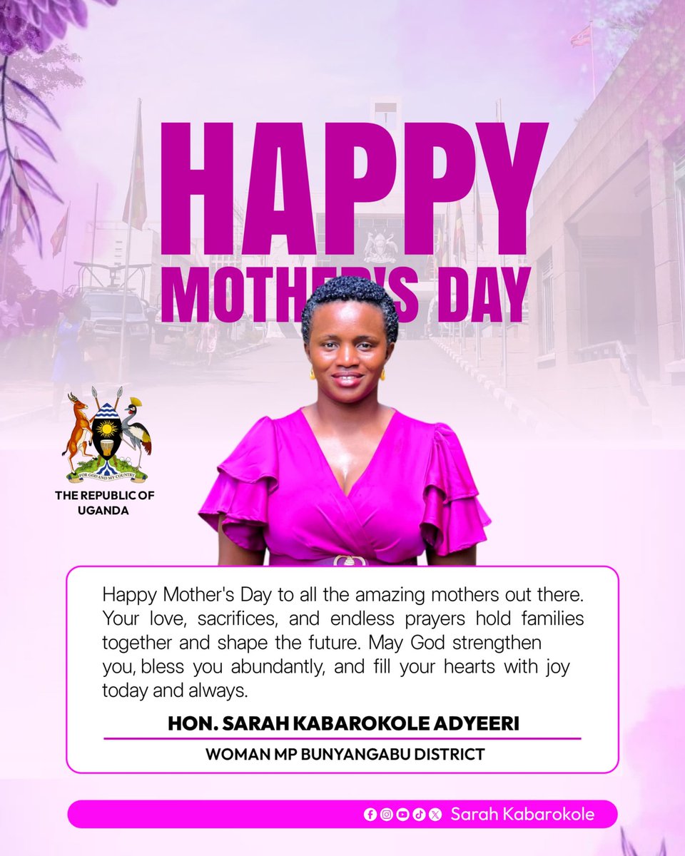 SarahKabarokole's tweet photo. Happy Mother’s Day to all mothers and to every woman who nurtures, protects, and cares for others. This includes those who step into motherly roles in any way. You are deeply loved, truly appreciated, and a blessing to many.
#HappyMothersDay https://t.co/mdYw18tSts