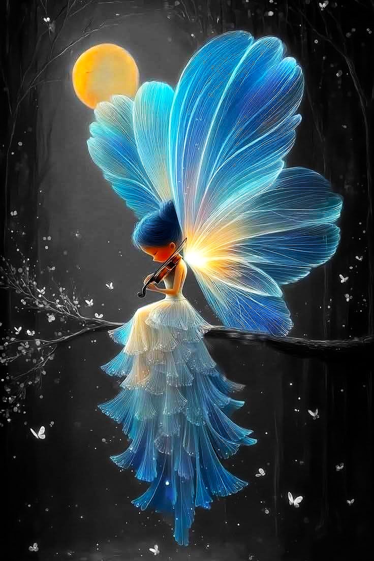 DigitalArtKyiv's tweet photo. When the music of the moon meets the wings of dreams, a light is born that touches the heart and calls to peace. #MoonMelody #WingsOfDreams #LightOfInspiration #ArtThatLives #RomanceInTheNight https://t.co/8XzF4aLMXh