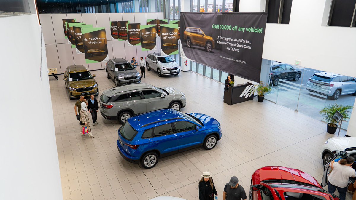 CzechDoha's tweet photo. Czech Embassy was happy to join the celebration of the first anniversary of #QAuto taking over the dealership of #SkodaAuto in Qatar! Sales are rising! @ed_mzvcr @CzechMFA_MENA https://t.co/fVAgz4CPgk