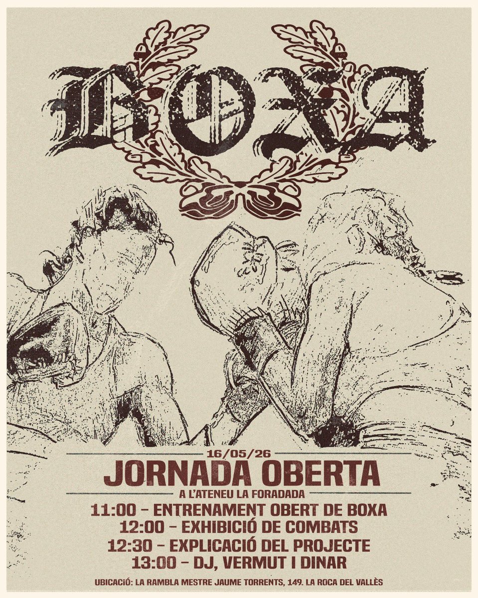 GPFrancescOlle's tweet photo. JORNADA OBERTA DE BOXA

Ens veiem dissabte 16 de maig a l’Ateneu Popular La Foradada amb la presentació d’un nou projecte d’esport popular a la comarca. 

Entrenament obert, exhibicions de combats i vermut amenitzat amb DJ per passar una bona estona❤️‍🔥 https://t.co/za0rwE8uA9