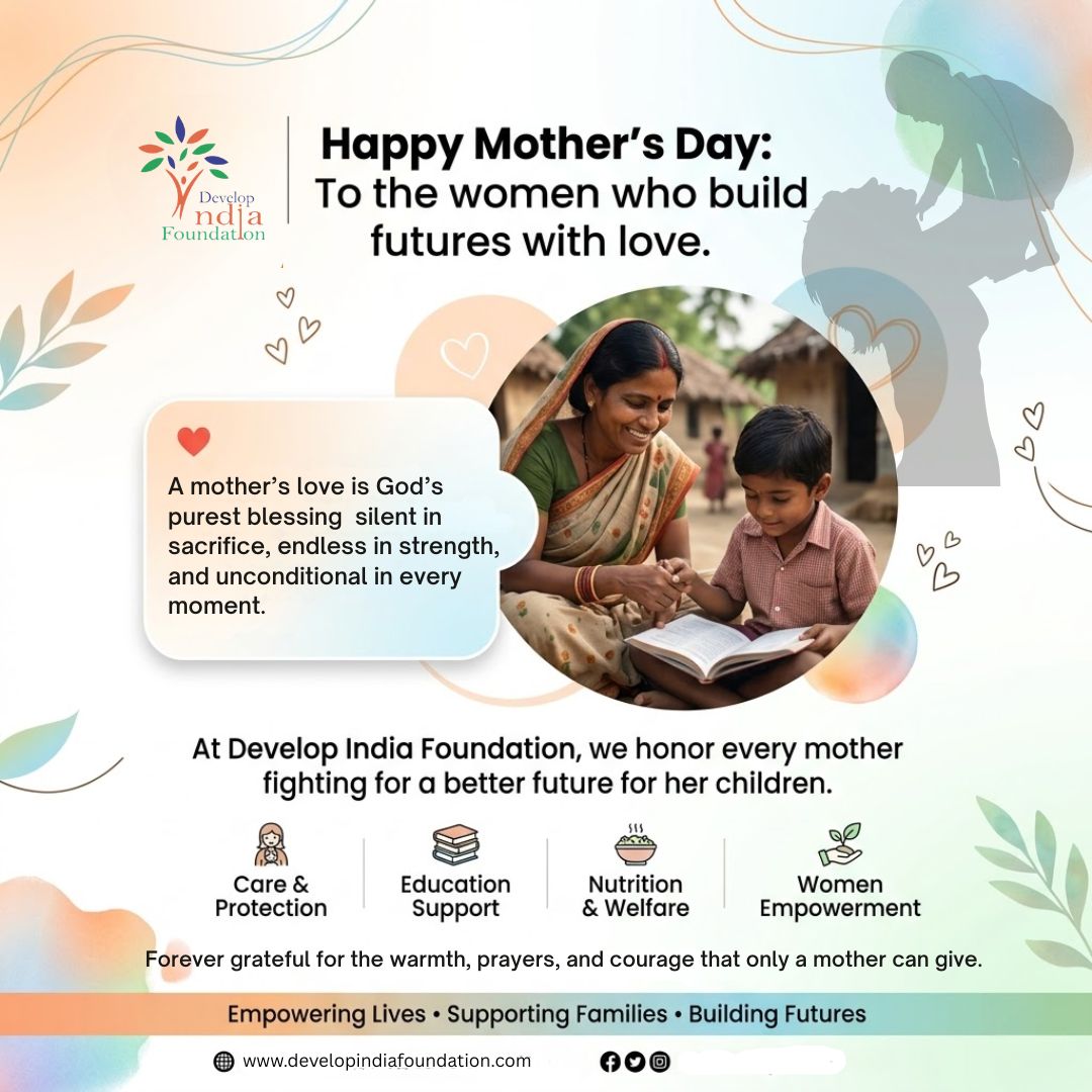 DevelopIndiaFo1's tweet photo. A mother’s love creates stronger families and brighter futures ❤️

Happy Mother’s Day to every mother inspiring hope, courage, and change. 🌸
#MothersDay #DevelopIndiaFoundation https://t.co/fB16I9JCx6