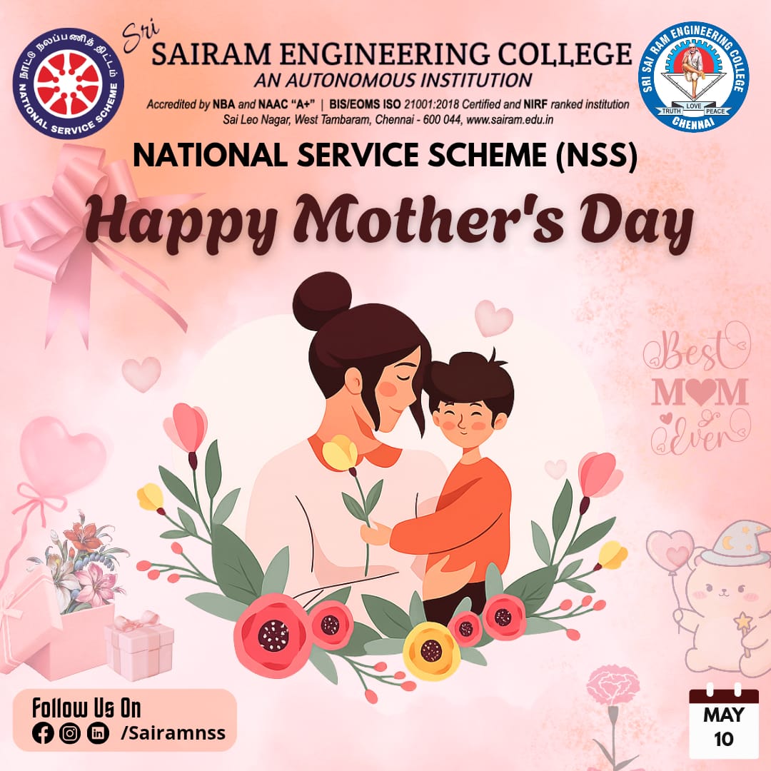 NSSSAIRAM's tweet photo. 🌸 “Motherhood is not just a role, it’s a lifelong promise of love, kindness, and endless care.” 🌸

This Mother’s Day, Sairam NSS proudly celebrates the strength 💪, warmth , and selfless hearts 💖 of mothers who shape lives with their unconditional love. https://t.co/fpqrUzaxKX