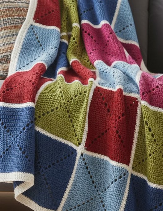 DDCrochetDesign's tweet photo. This crochet granny square blanket uses large motifs worked in bold colours, finished with a light border. The result is a modern throw that’s satisfying to make and perfect for adding a statement piece to your home 🧶🌈

https://t.co/pO5IOzZZrg

#MHHSBD #craftbizparty #magic #yarn #crafts #UKGiftAM #smartsocial