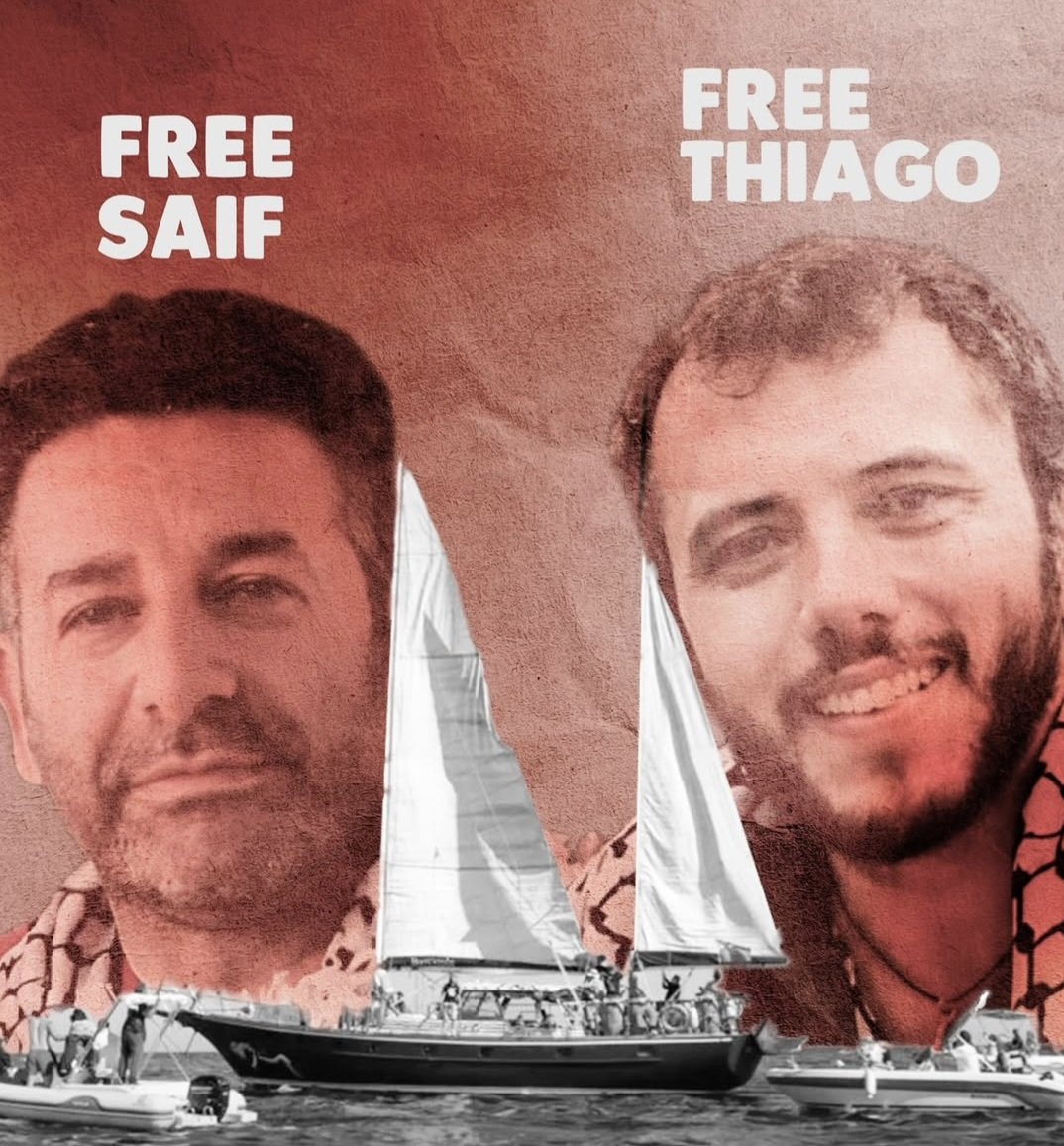 sleymangmer's tweet photo. Gazze'nin cennetlik çocuklarına kavuşup bir yudum su bir ilaç götürmek merhametle onlara sarılmak üzere yola çıkmış bu Yiğitler şu an katil İsrail'in esarete altında ..Bunun vebalini kime soracaklar diye merak ediyorum .
Heyhat!
#FreeSaif
#FreeThiago https://t.co/h5KMeMmGRV