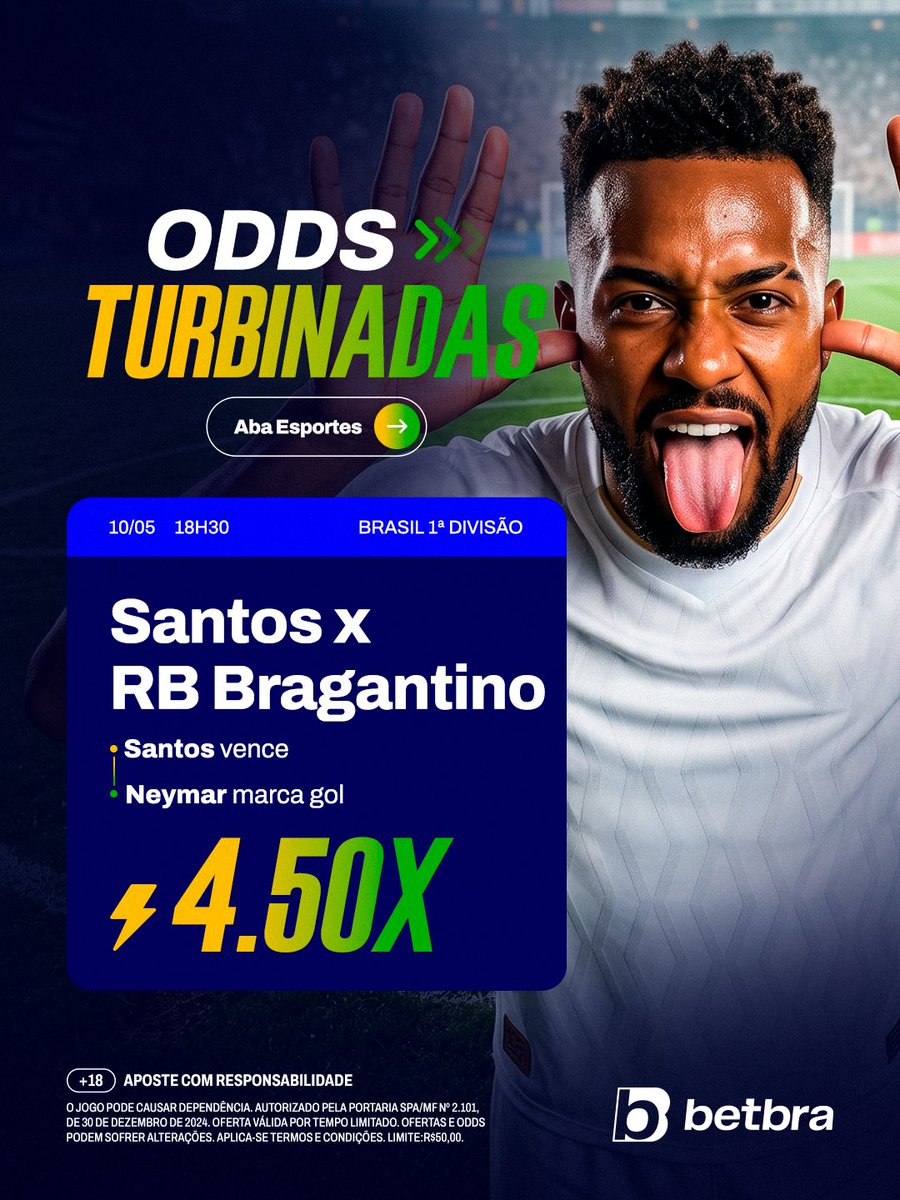 Turbinada liberada pro jogo do Santos 👀🔥

Peixe vencendo e Neymar deixando o dele… combinação perfeita!! 😮‍💨⚽️

🔞 #JogueComResponsabilidade – Autorização SPA/MF: 2.101