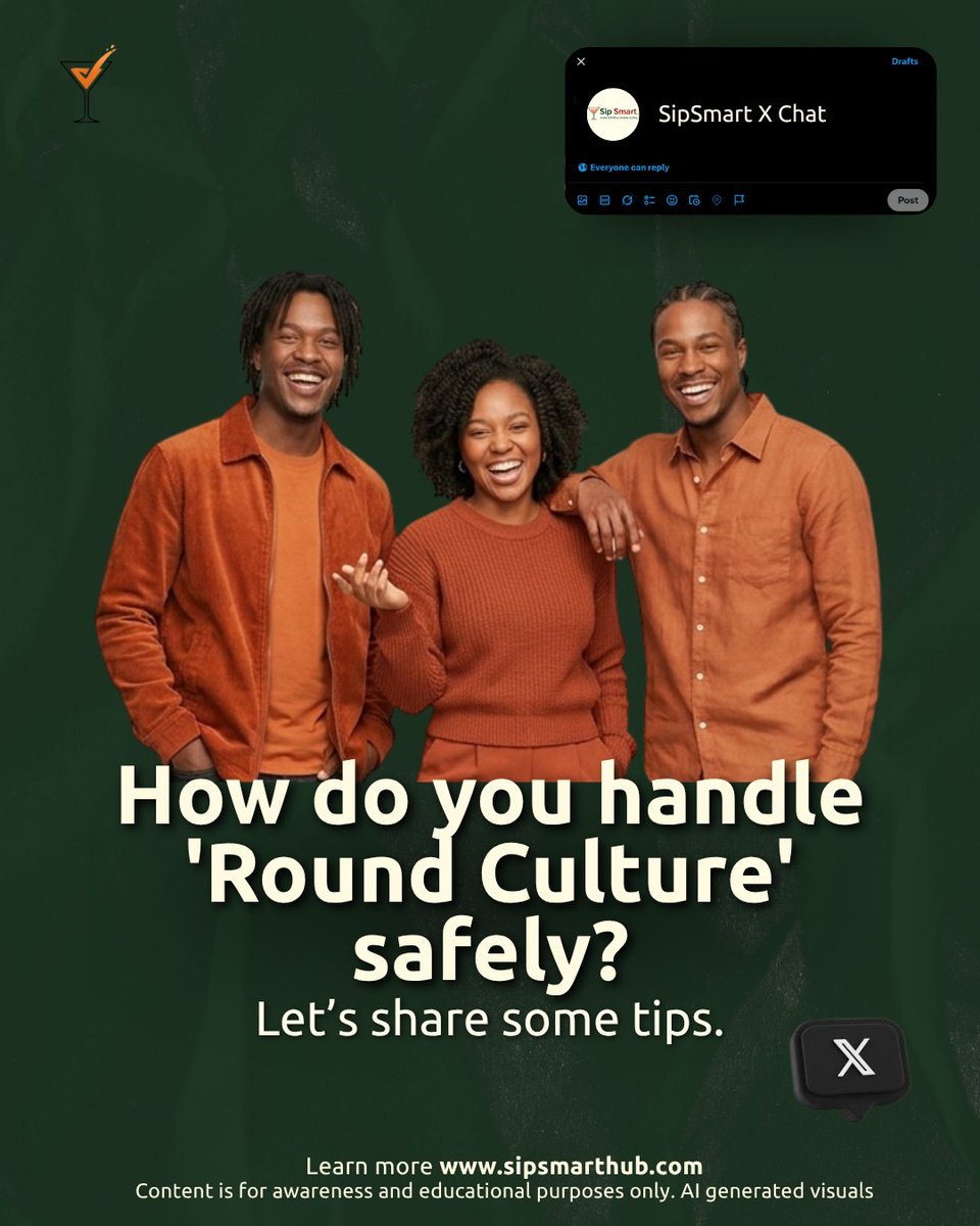 SipSmartLiving's tweet photo. “How are we already on another round?” 🍻😂

Round culture escalates FAST when the vibes are good. What’s your survival rule for a night out? 👀

Water between drinks? Skipping rounds? Trusting the responsible friend? 😂

Get on SipSmart via the link in bio.

#SipSmart https://t.co/5ycaEuHyqS