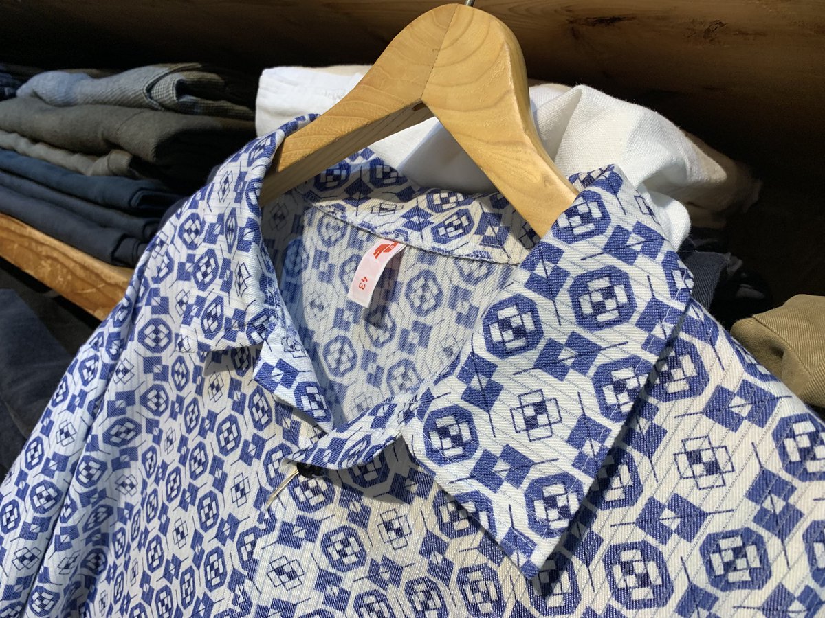 USED EURO VINTAGE Pattern Long Sleeve Shirts -Cotton,Polyester