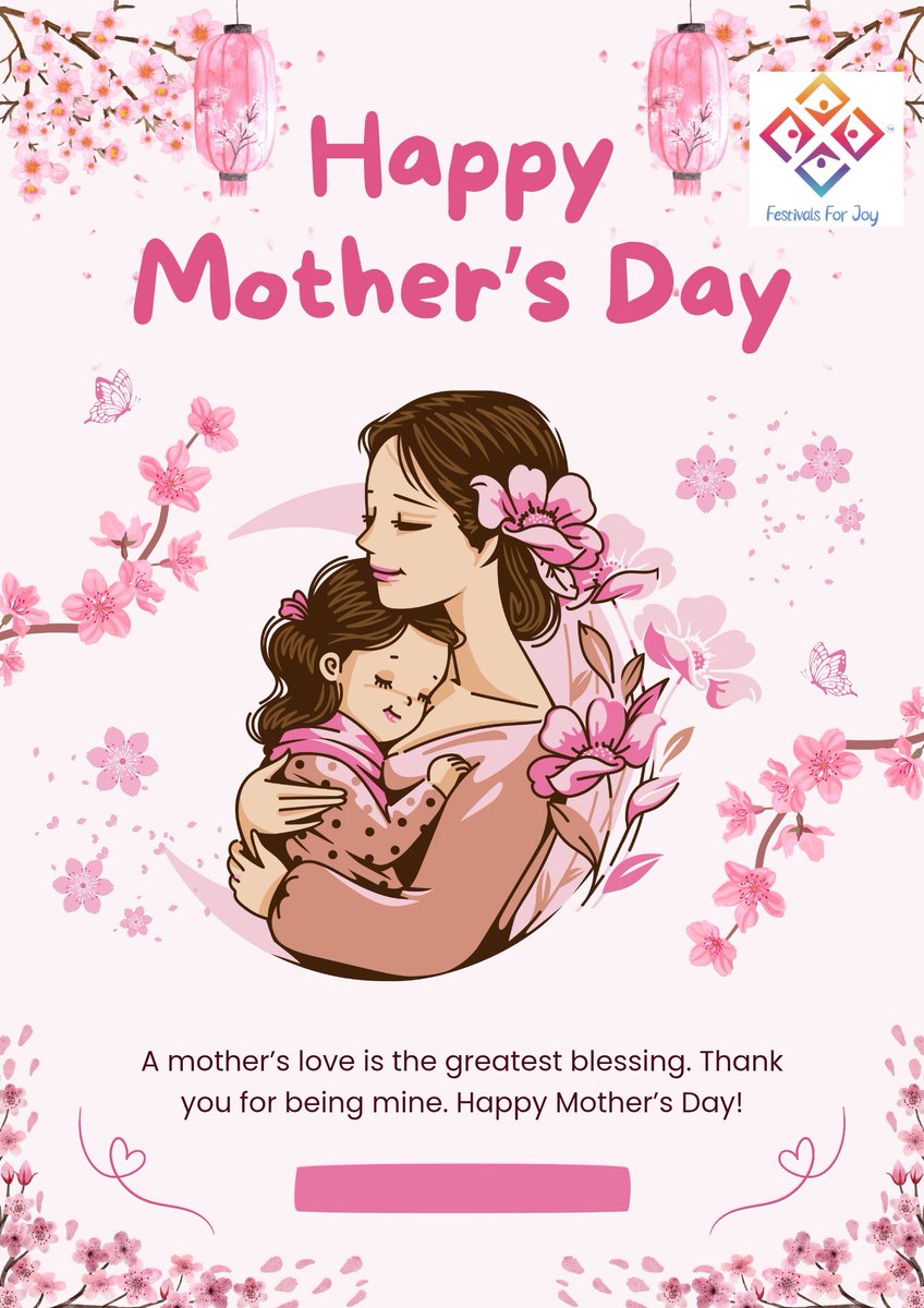 FestivalsforJoy's tweet photo. A mother’s love is the purest form of strength, care, and unconditional support. 💖
Celebrating every mother who makes life beautiful with endless love. Happy Mother’s Day! 🌸
— Festivals for Joy
#HappyMothersDay
#MothersLove
#FestivalsForJoy
#LoveAndCare
#CelebrateMoms
#UnconditionalLove
#Gratitude
#MothersDay2026