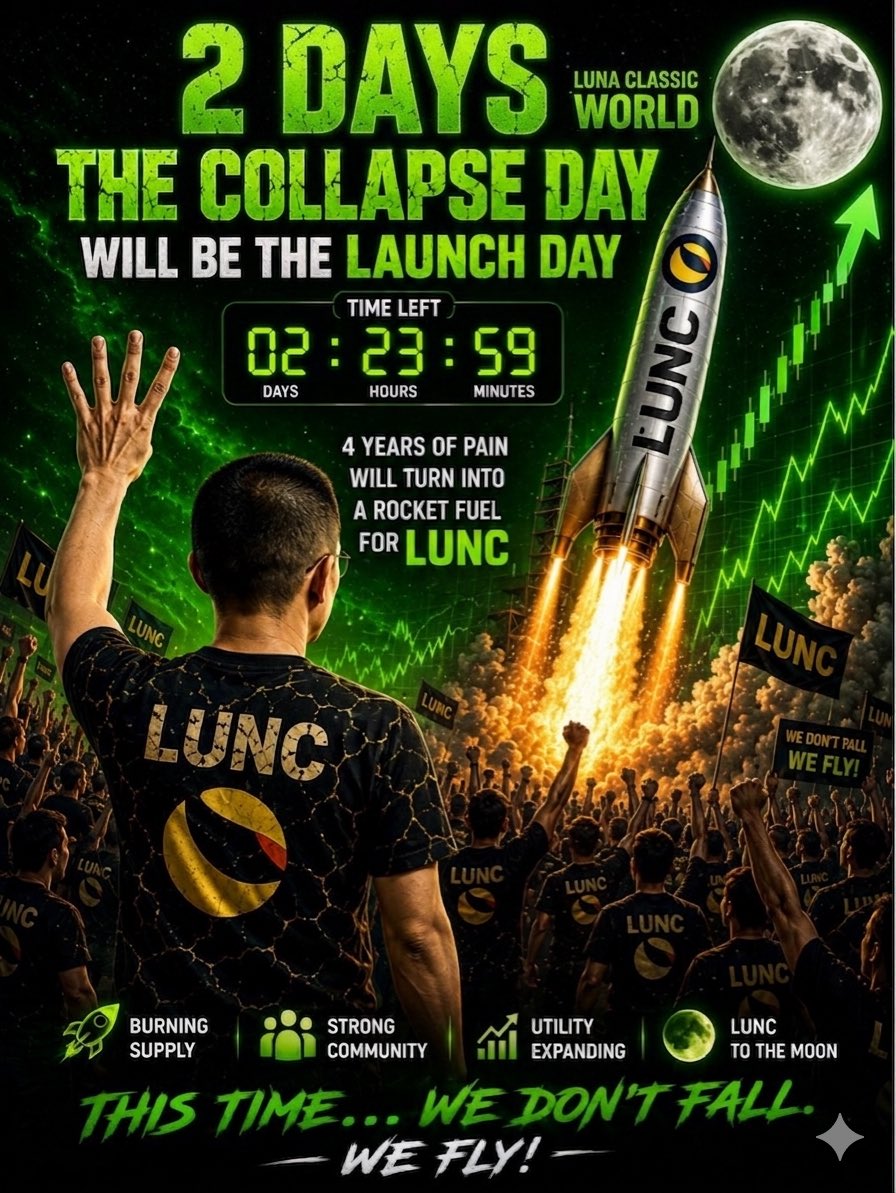 LunaClassWorld's tweet photo. 🚨 MAY 12TH IS DRAWING NEAR 🚨

The day of the collapse…

Becomes the DAY OF THE LAUNCH. 🔥
4 years of pain.

An explosive comeback. 🔥🚀🌕

$LUNC holders aren't ready for what's coming. 👀🔥 

Are you ready? 

Show me if you're ready!

#LUNCcommunity
#LUNC #USTC #LCW #BURN https://t.co/6aAfYop1ev