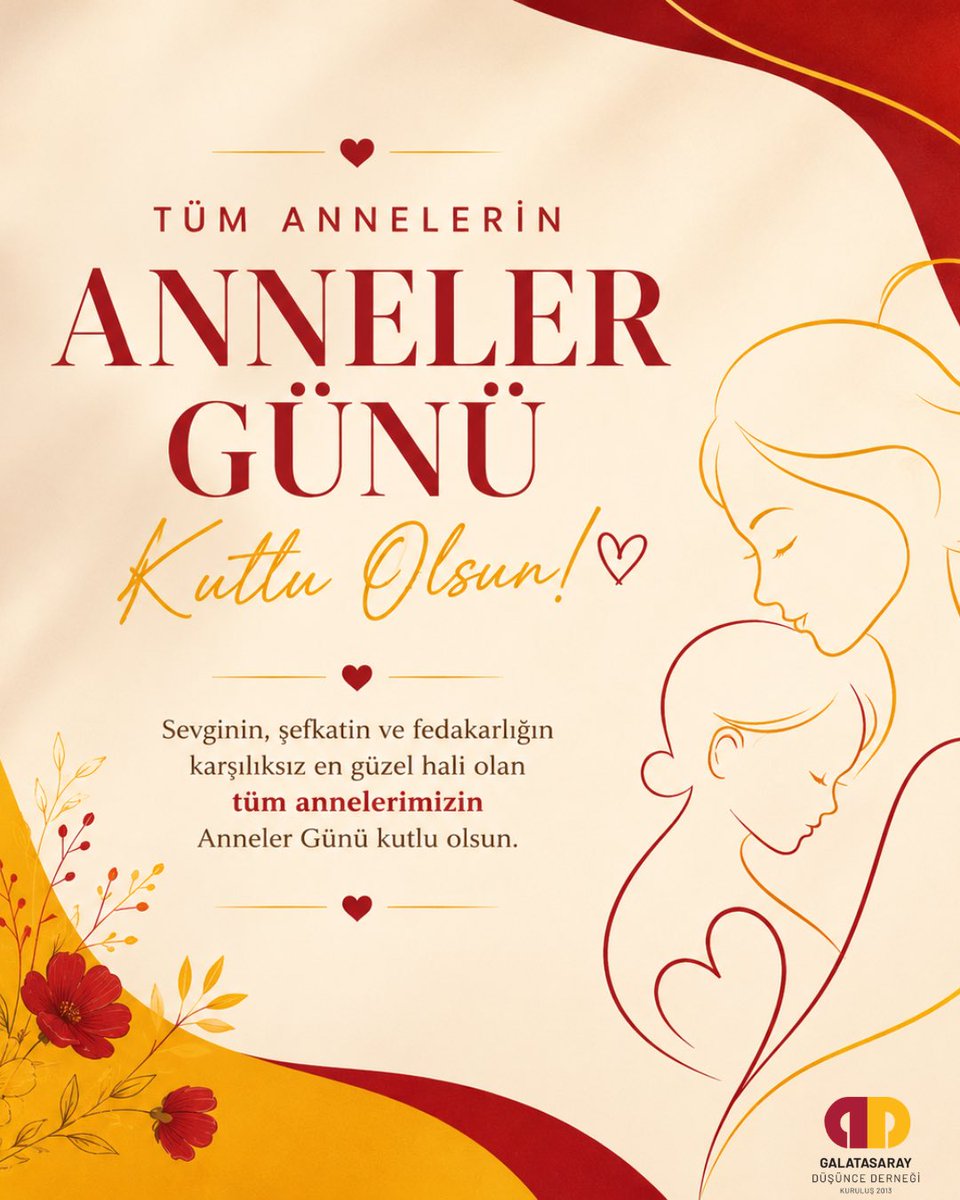 GSDD2013's tweet photo. Hayatımıza sevgiyi, emeği ve fedakârlığı katan tüm annelerin Anneler Günü kutlu olsun. 💐
#AnnelerGünü 
#AnnelerGünü https://t.co/uXVxK8BdYD