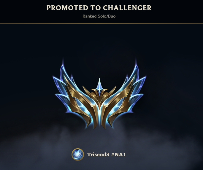 TrisendLoL's tweet photo. Challenger back after hard reset.  

Hard reset was a Huge W, no more duoq and LP gains feel way better. https://t.co/csYUCkj8t7
