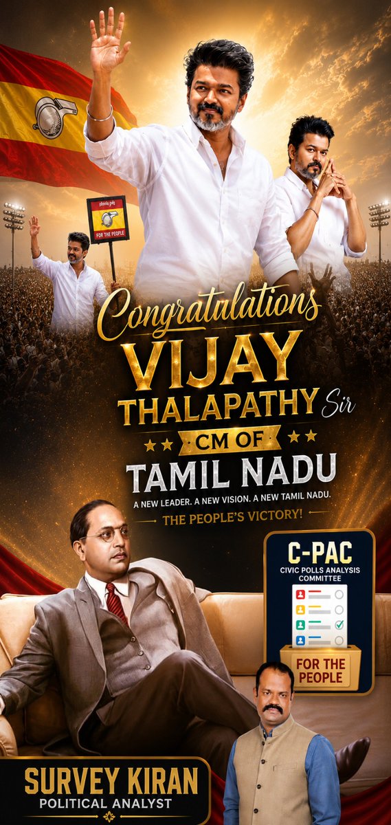 CIVICPOLL's tweet photo. #CONGRATULATIONS 
#THALAPATHYVIJAY 
#CM OF TAMIL NADU
NEW VISION 
#ANEW LEADER 
VIJAY 
 #TVKVijay‌HQ https://t.co/HQmpI8mK3a