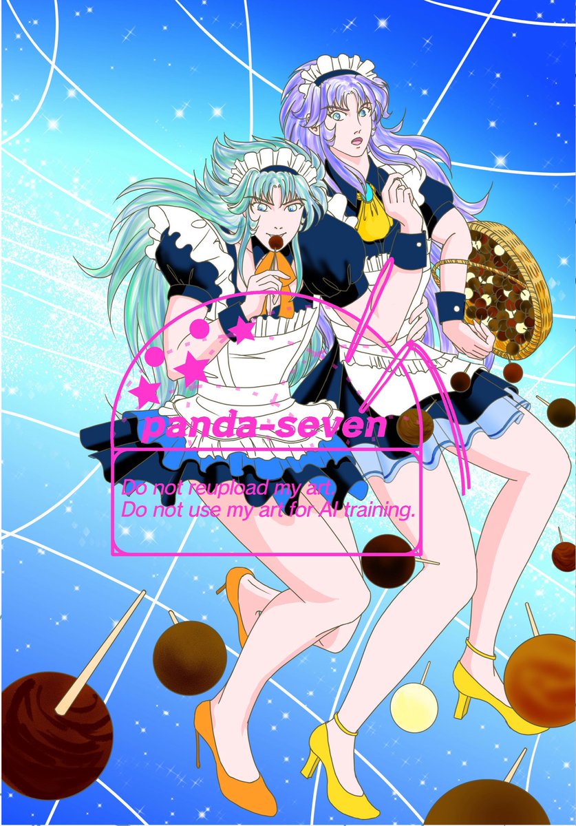 panda1seven's tweet photo. メイドの日なんですか？かつて描いたバレンタイン絵ですが賑やかしに。 https://t.co/68vkR1dikA