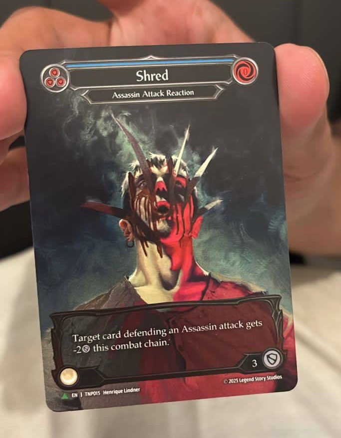 DerekYang808's tweet photo. Story of last marvel shred. Calling JKT, seller insisted on cash only. Everyone I knew out of IDR. Desperate, I reached out to best assassin artist, @iJVR for help. He sorted me out. “Play the game, have friends around the world”
#fabtcg #fabassassin https://t.co/eohfojZ2AT