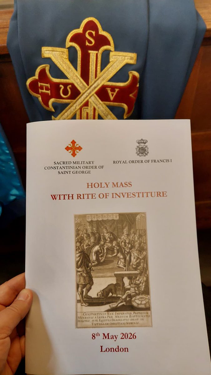 RobRocc's tweet photo. Honoured and deeply grateful to have been invested yesterday in London as a Knight of the Sacred Military Constantinian Order of St George.
A solemn and meaningful ceremony centred on faith, service, charity, and Christian values.
#SacredMilitaryConstantinianOrder #Catholic https://t.co/QsZzcS1f1c