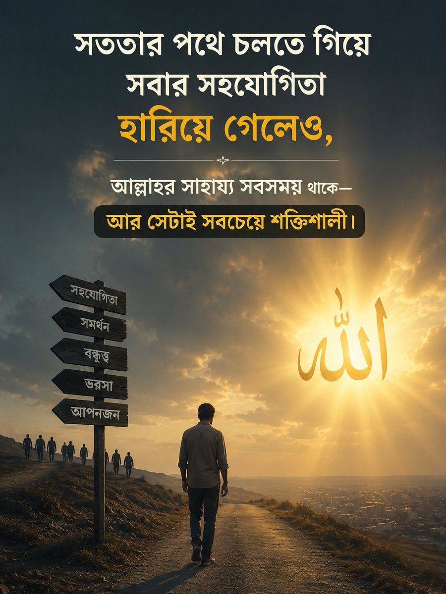 noorallsafaet's tweet photo. সততার পথে চলতে গিয়ে সবার সহযোগিতা হারিয়ে গেলেও, আল্লাহর সাহায্য সবসময় থাকে—আর সেটাই সবচেয়ে শক্তিশালী। https://t.co/4W2rmoIRPG