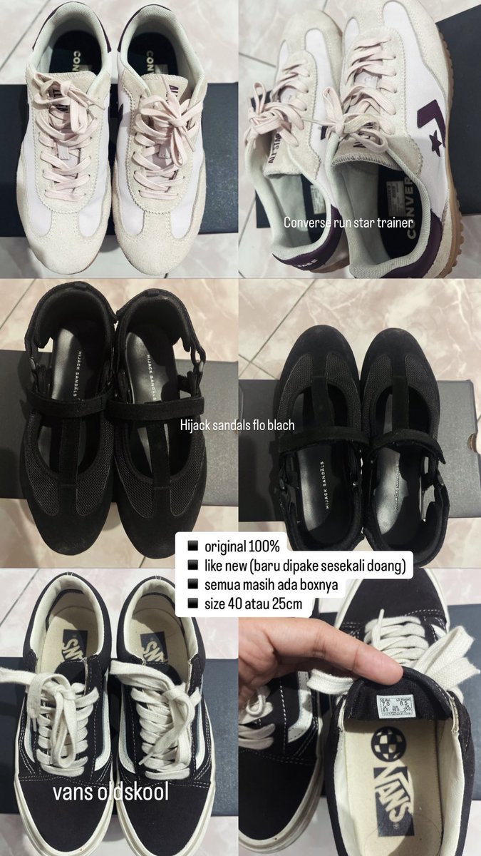 bombrrbom's tweet photo. WTS preloved sepatu pribadi aku udah jarang dipake harganya dm aja ya ges yukk dibeli yukkk🫶🏻

#wts #wtb #sneakers #women #jualsepatu #sepatupreloved #zonauang #preloved https://t.co/KHr3luo69D
