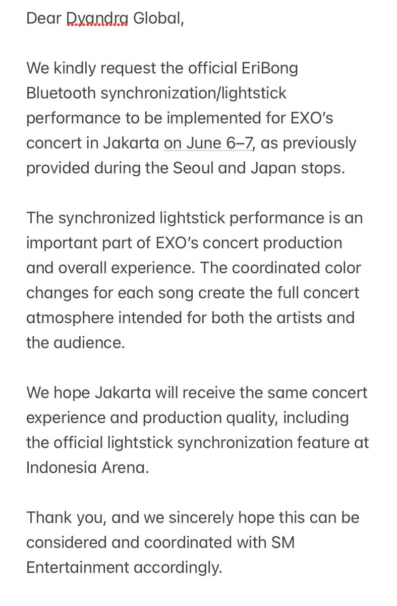 bingbingbaek's tweet photo. @missE @DyandraGlobal @SMTOWNGLOBAL @SMTOWN_Idn @weareoneEXO @exhorizonjkt 
 #JakartaDeservesLightstickSync #SyncEriBongForEXhOrizonJKT
#EXOPLANET_EXhOrizon
#EXhOrizonJKT https://t.co/JBP6yqJKGk