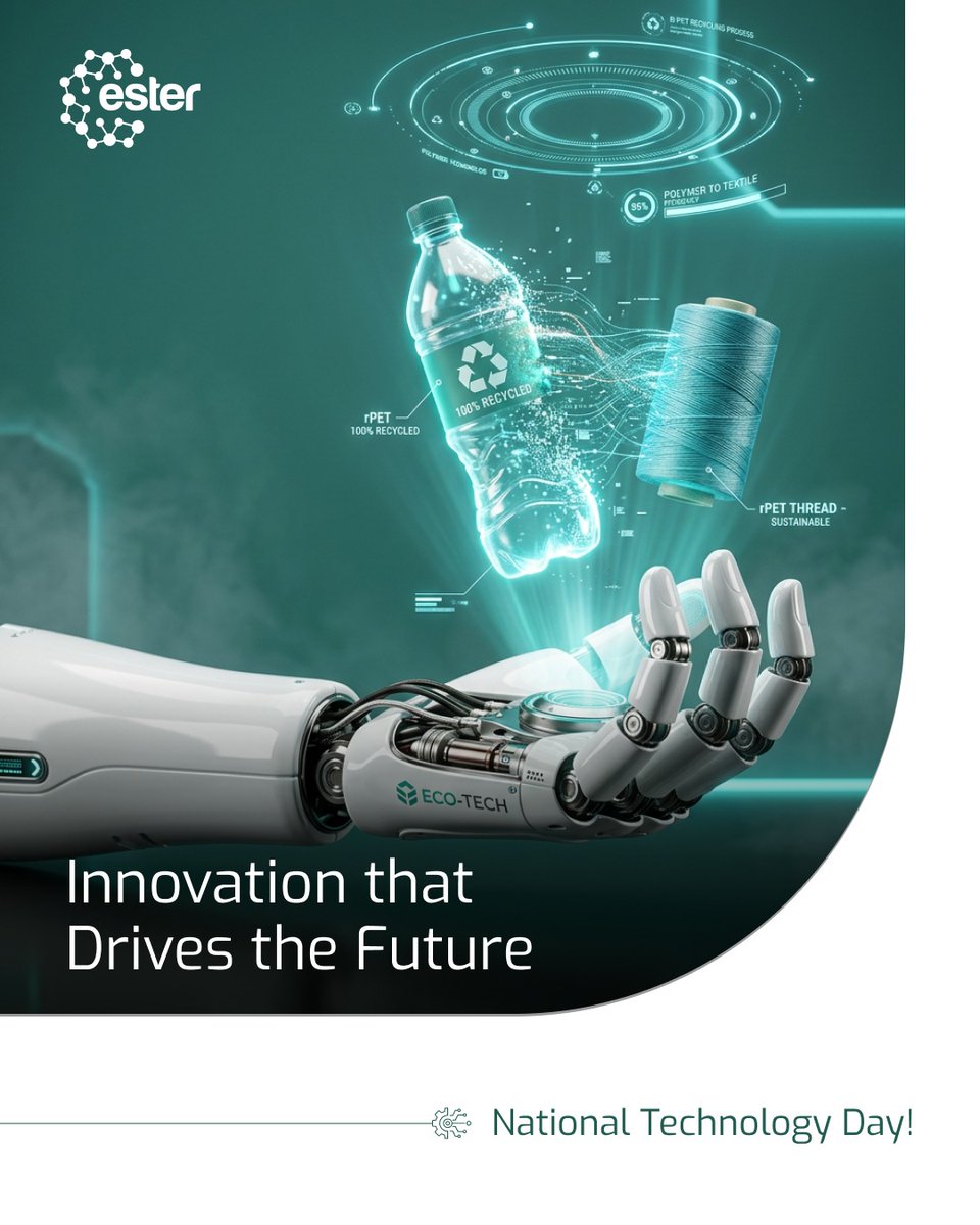 On National Technology Day, we celebrate the innovations driving Ester forward. 

From advanced polymers to sustainable solutions, technology continues to power our progress toward a smarter, more sustainable future.

#NationalTechnologyDay #Innovation #EsterIndustries