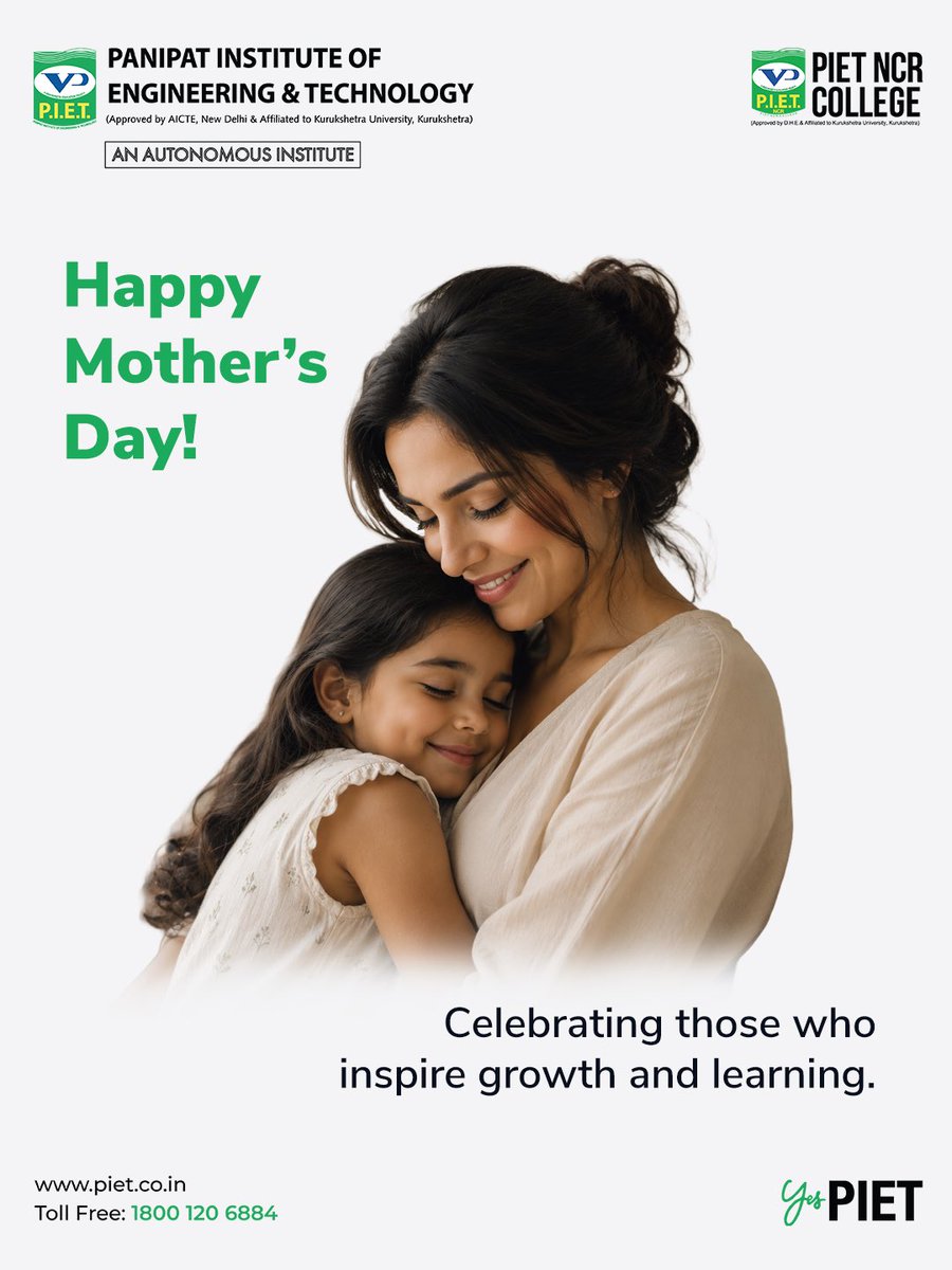 PIETPanipat's tweet photo. Happy Motherβs Day! πΈ Celebrating those who inspire growth, learning, and endless love. π #MothersDay #YesPIET #Inspiration #GrowthAndLearning #HappyMothersDay #FamilyLove #Motherhood #CelebrateMothers #PietCollege https://t.co/QQ8QPTFgd7