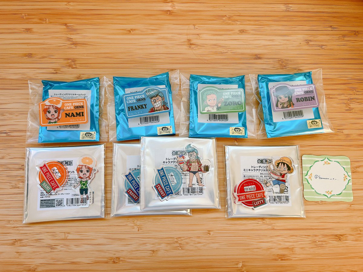 bowwow__x_'s tweet photo. 【交換】ONE PIECE CAFE GENE (ワンピース)

トレーディングアクリルネームバッジ 
トレーディングキャラアクリルスタンド

譲 : ネームバッチ ナミ、フランキー、ゾロ、ロビン
       アクスタ ナミ、フランキー、ルフィ

求 : サンジ(同種)

検索より御気軽にお声掛け下さい
郵送希望📮 https://t.co/tAHvoamliS