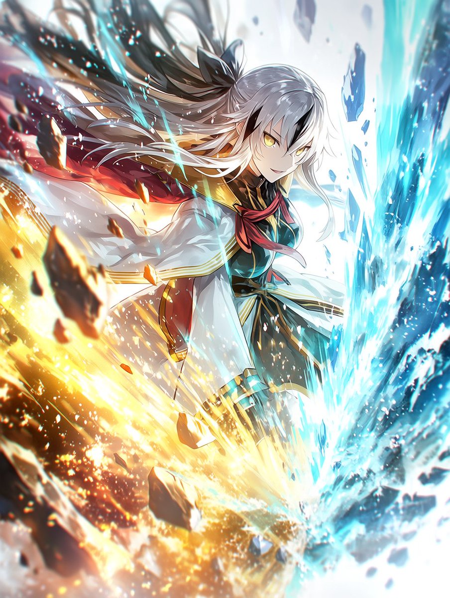 Fate/GrandOrder 長尾景虎 白銀の髪を激しくなびかせ金と青の力を爆発