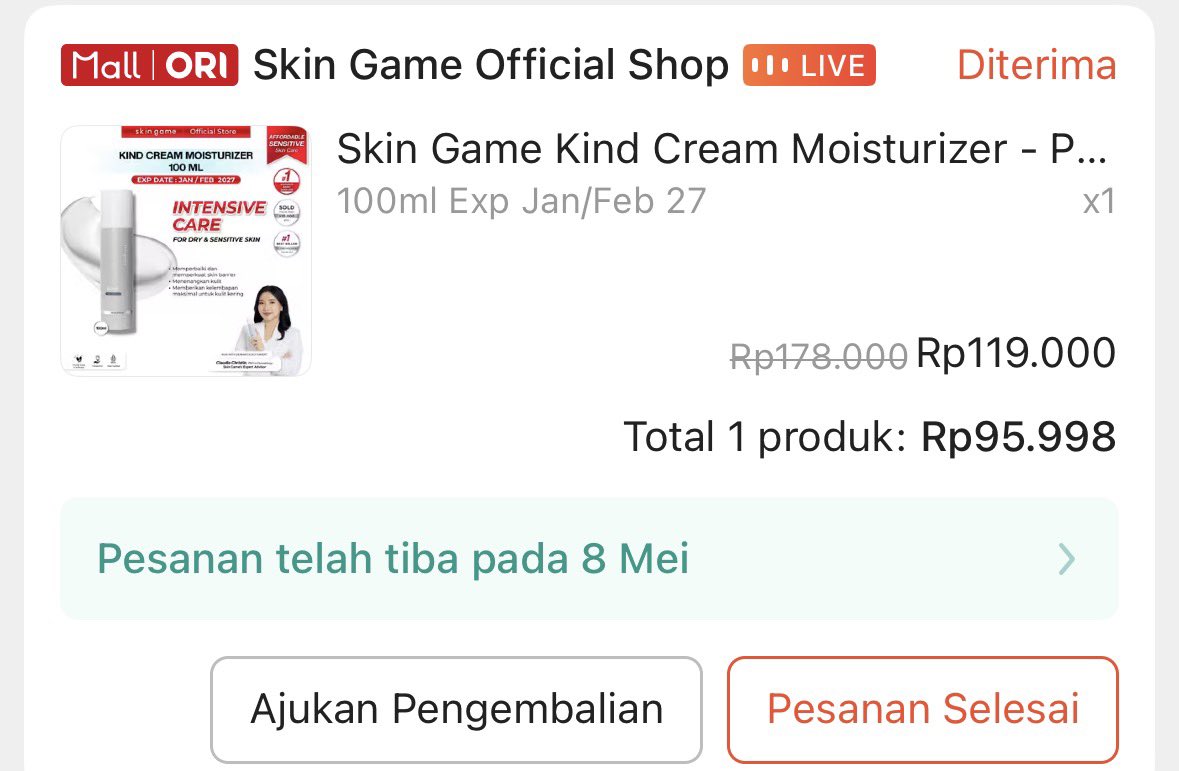 mendiyss's tweet photo. Wts skingame cream moisturizer 100ml exp 2027

85k
Dom Jogja
Gamau oren ribet https://t.co/q91g1tUb6o