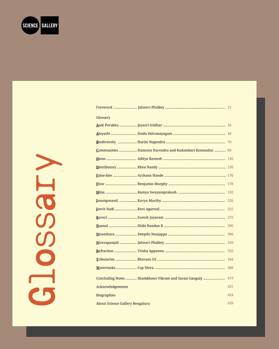 SciGalleryBlr's tweet photo. Developed through exchanges at Science Gallery Bengaluru, this trilingual glossary brings together multiple words through which one might know the river Kaveri. Multiple words—scientific, cultural, historical, legal, and ecological show how meanings, like rivers, are shaped by time, use, and power. The result is not a definitive account but a layered, unstable, and live dialogue through our shared attention.

The glossary has been developed through a series of conversations initiated at the River Landscapes Workshop conducted between 10 - 14 February 2025. Organised by support from Pro Helvetia and We are Awareness in Art, participants and contributors have worked towards creating new conceptions and representations of fluvial landscapes.

Find the glossary at the link in bio. 

@JahnaviPhalkey