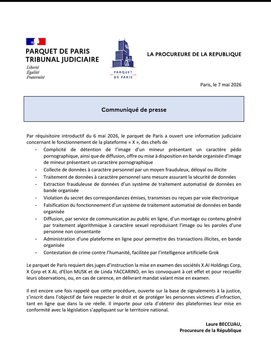 🔴 ALERTE INFO | "Le gouvernement français panique. Il sait qu’un changement politique majeur en 2027 exposera ses méfaits, c’est pourquoi il essaie de faire taire les plateformes de liberté d’expression sous n’importe quel prétexte qu’il pense pouvoir faire passer. "
a déclaré