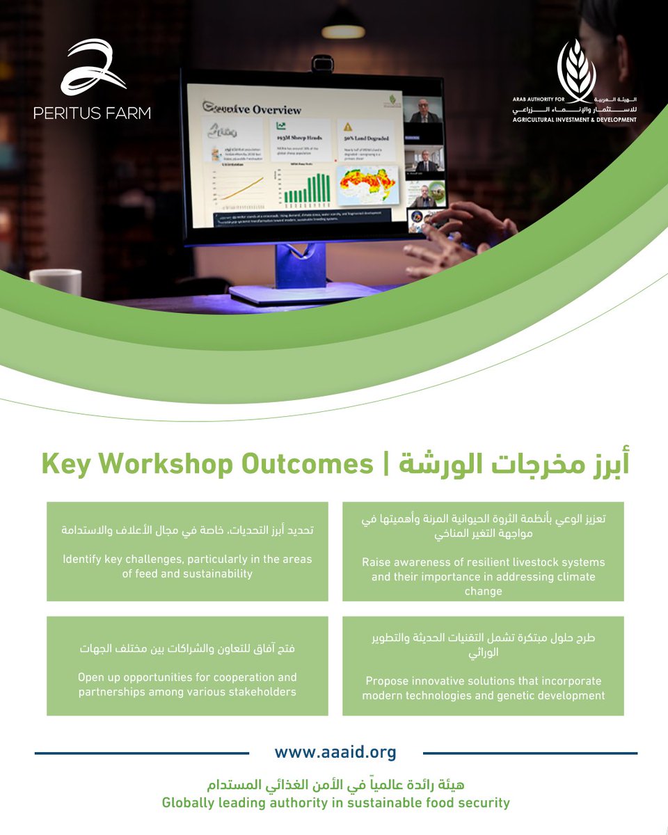 Arab_Authority's tweet photo. شكراً لمشاركتكم في ورشة أنظمة الثروة الحيوانية المرنة التي نظمتها الهيئة بالتعاون مع Peritus Farm، والتي ناقشت الاستدامة، التقنيات الزراعية، وفرص الشراكات المستقبلية.

📄 https://t.co/r9XVQguygT

🎥 https://t.co/SNpI9oC1zr

#الهيئة_العربية_للاستثمار_والإنماء_الزراعي https://t.co/HOHrIOQfbE