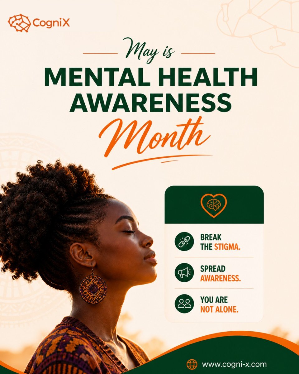cognix_ltd's tweet photo. May is Mental Health Awareness Month 💚
Let’s break the stigma, start real conversations, and remind each other that no one is alone.

Your mind matters. Your feelings matter. You matter.

#CogniX #MentalHealthAwareness #BreakTheStigma #YouAreNotAlone #MentalWellness https://t.co/sc0mYCp4M6