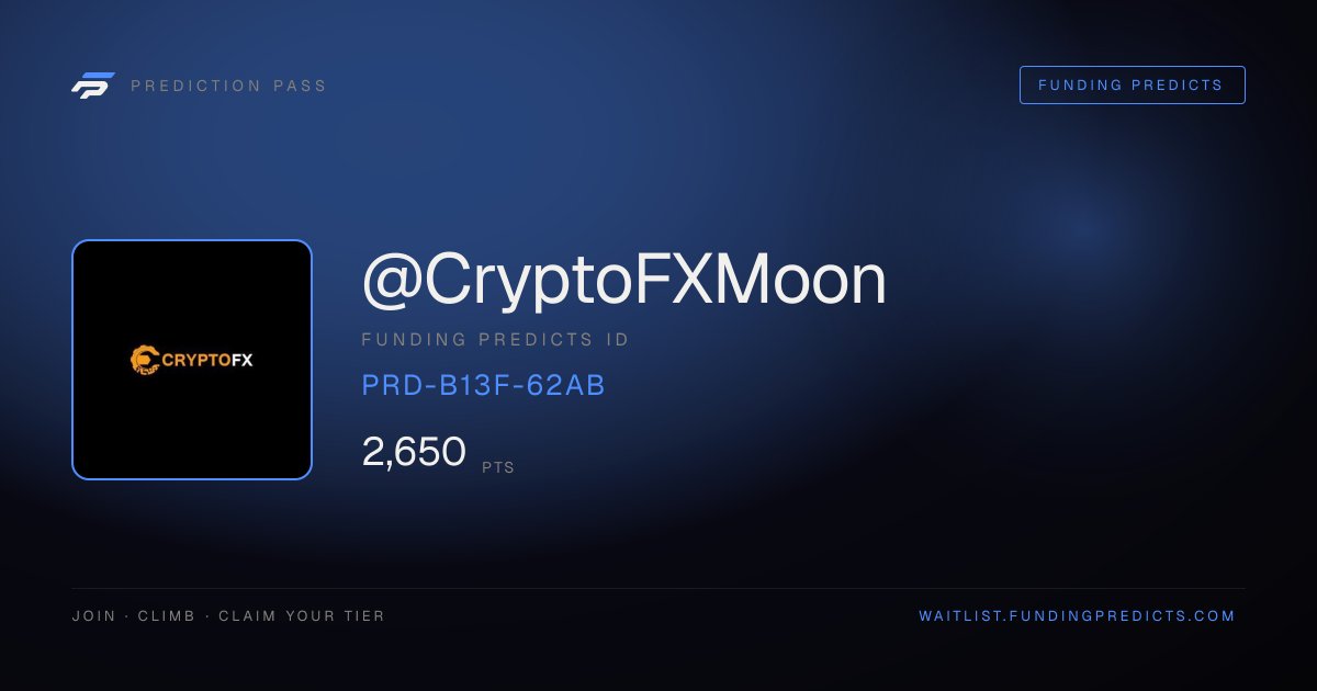 CryptoFXMoon's tweet photo. Just claimed my spot on the @FundingPredicts waitlist. Top 50 = founding access + 30% off a funded account. The race is on.

https://t.co/XFmtyglvC5 https://t.co/CgyOY7gCdt