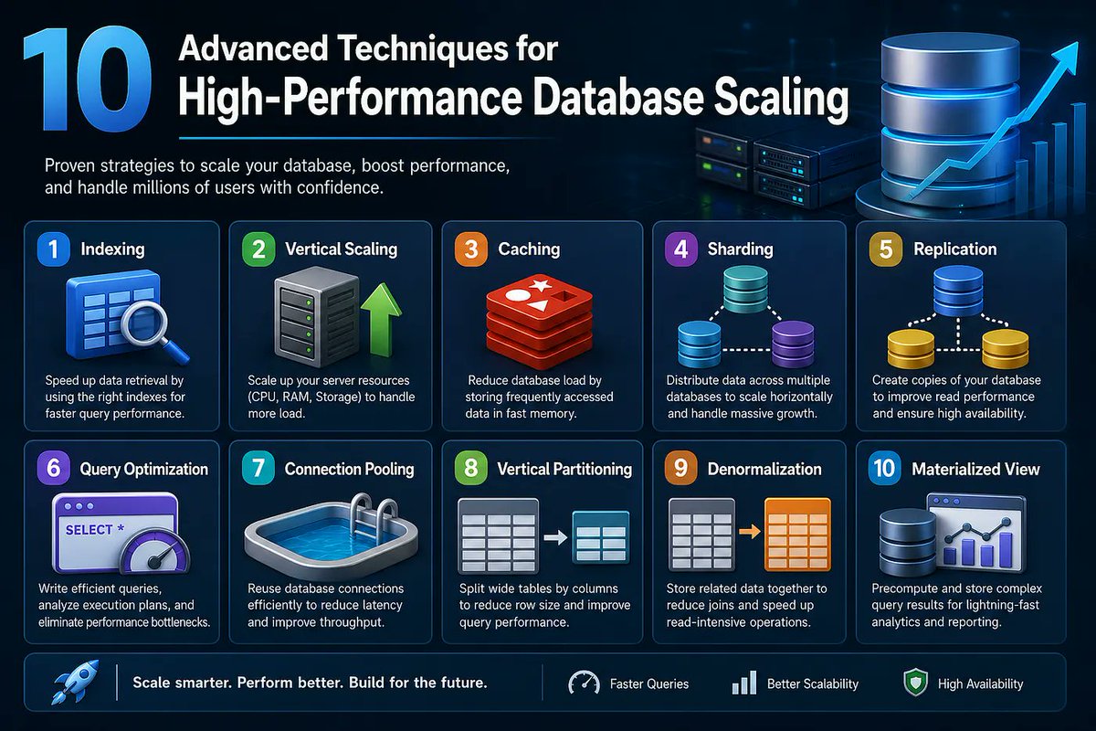 MilwadDev's tweet photo. ✅10 Advanced Techniques for High-Performance Database Scaling

Scaling a database isn’t just about throwing more hardware at the problem.

#SoftwareEngineer #SoftwareEngineering #Scale #Milwad

https://t.co/JY5hO4crkf https://t.co/xJ7VG9gQMi