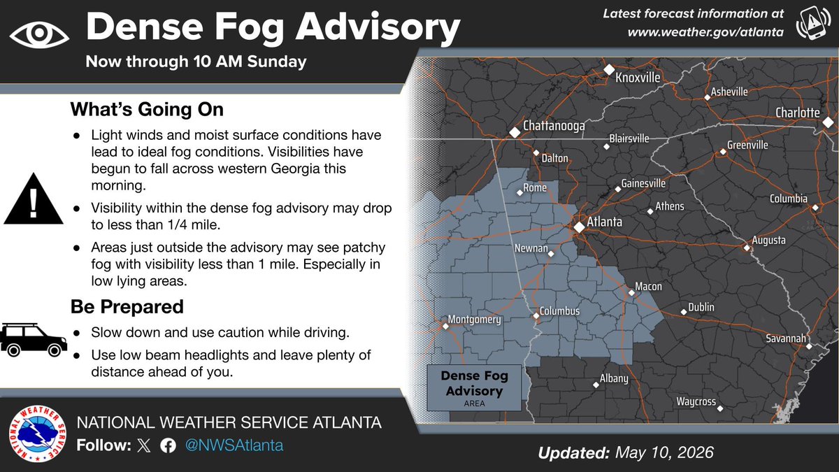 Dense Fog Blankets Eastern US on Mother's Day Morning