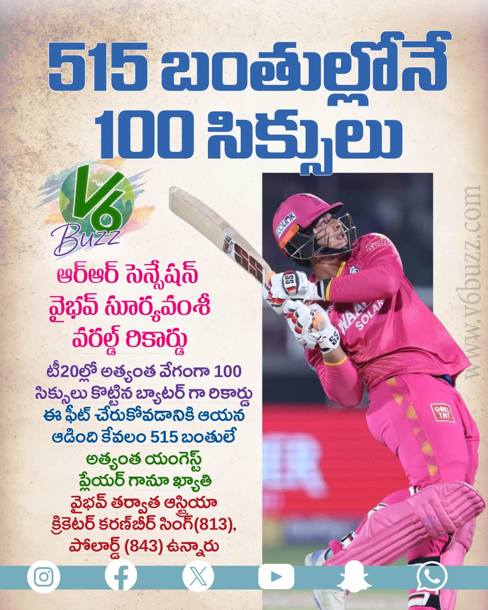 V6News's tweet photo. వైభవ్ సరికొత్త రికార్డ్.. https://t.co/uQWFGzbvqx