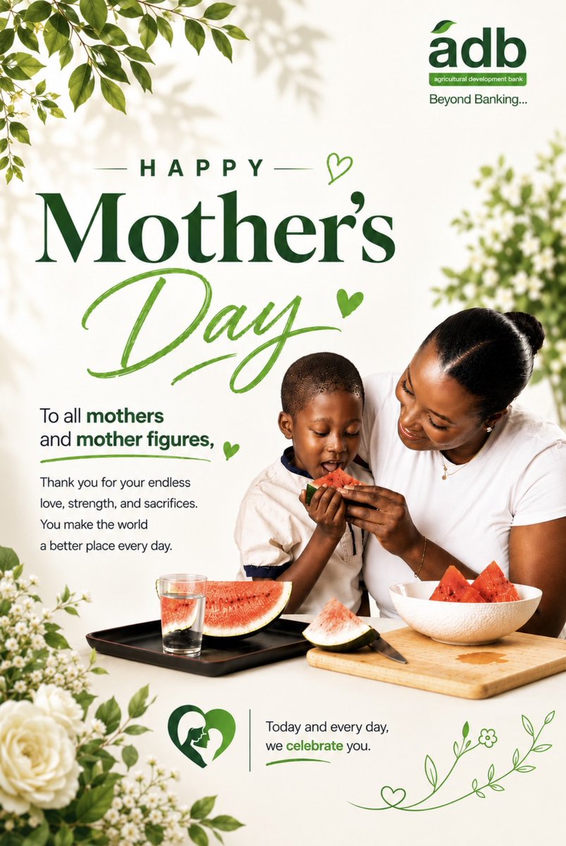 adb_Ghana's tweet photo. To all mothers and mother figures, thank you for your endless love, strength, sacrifices and care. 💚

Today, we celebrate you and all that you do.

Happy Mother’s Day from all of us at ADB.💚

ADB, Beyond Banking… https://t.co/pUVtAPKPFy