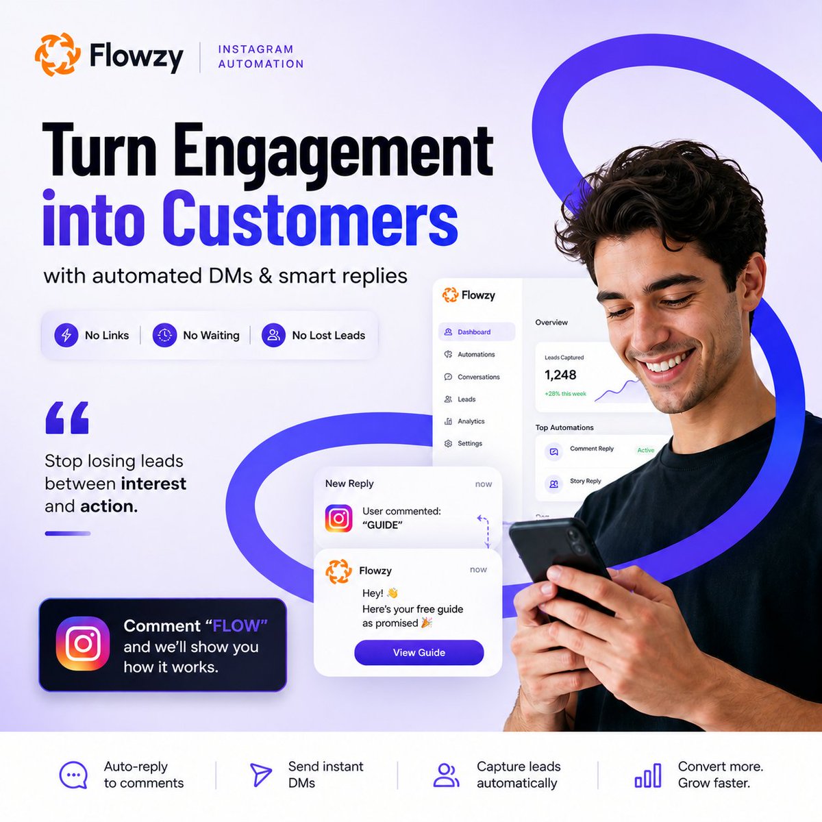 FlowzyOfficials's tweet photo. Most creators lose leads after the click.
Not because the content failed - but because the conversation stopped.

Comment “FLOW” and see the system in action 
#Flowzy #InstagramAutomation #InstagramMarketing #LeadGeneration #CreatorTools #DMMarketing #InstagramGrowth #Automation https://t.co/UOqY3LnhmC
